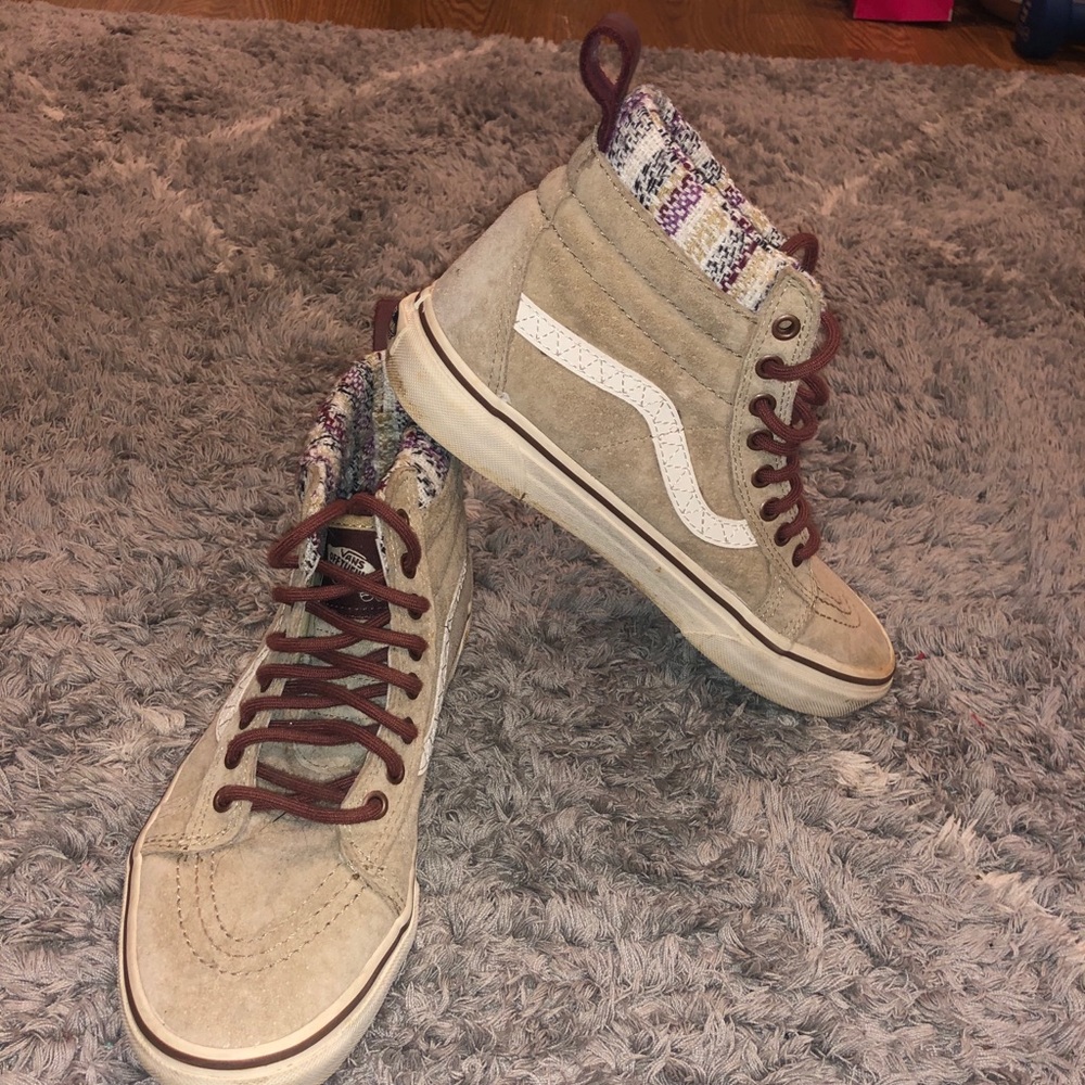 Tan suede high top vans